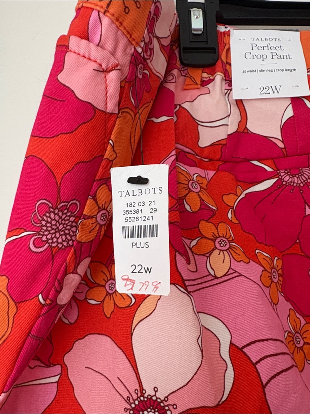 Talbots Pink & Orange Floral Perfect Crop Pant - Picture 6 of 11